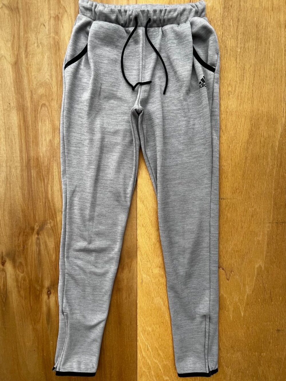 ADIDAS HIGH RISE ZIP HEM WARM UP JOGGERS Women’s sz XS Heather Gray